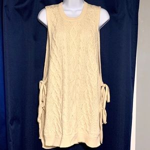 Free People Sleeveless Sweater -New Romantics Ivory Yuma Cable Knit Tank Sweater